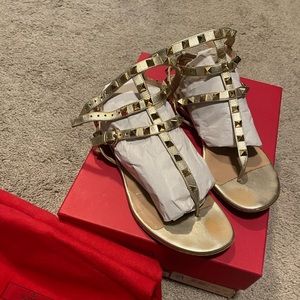 Valentino gold rock stud gladiator sandals size 36